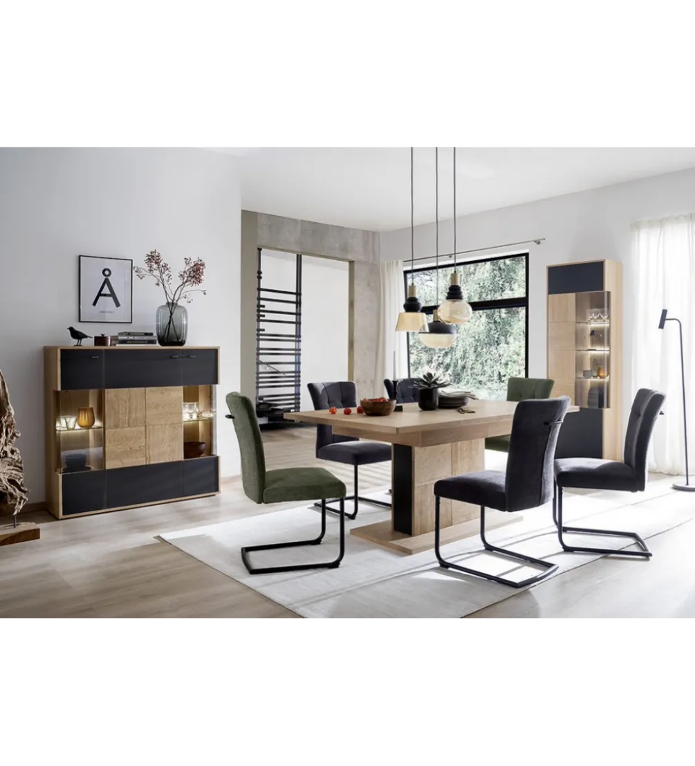 Komoda VALENCIA 124 cm antracytowo naturalna