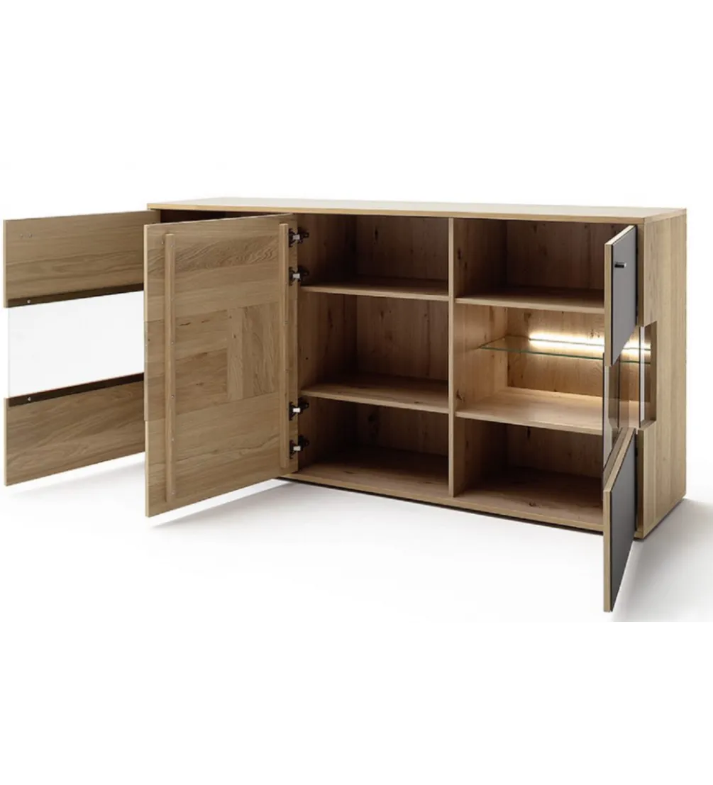 Komoda VALENCIA 184 cm antracytowo naturalna