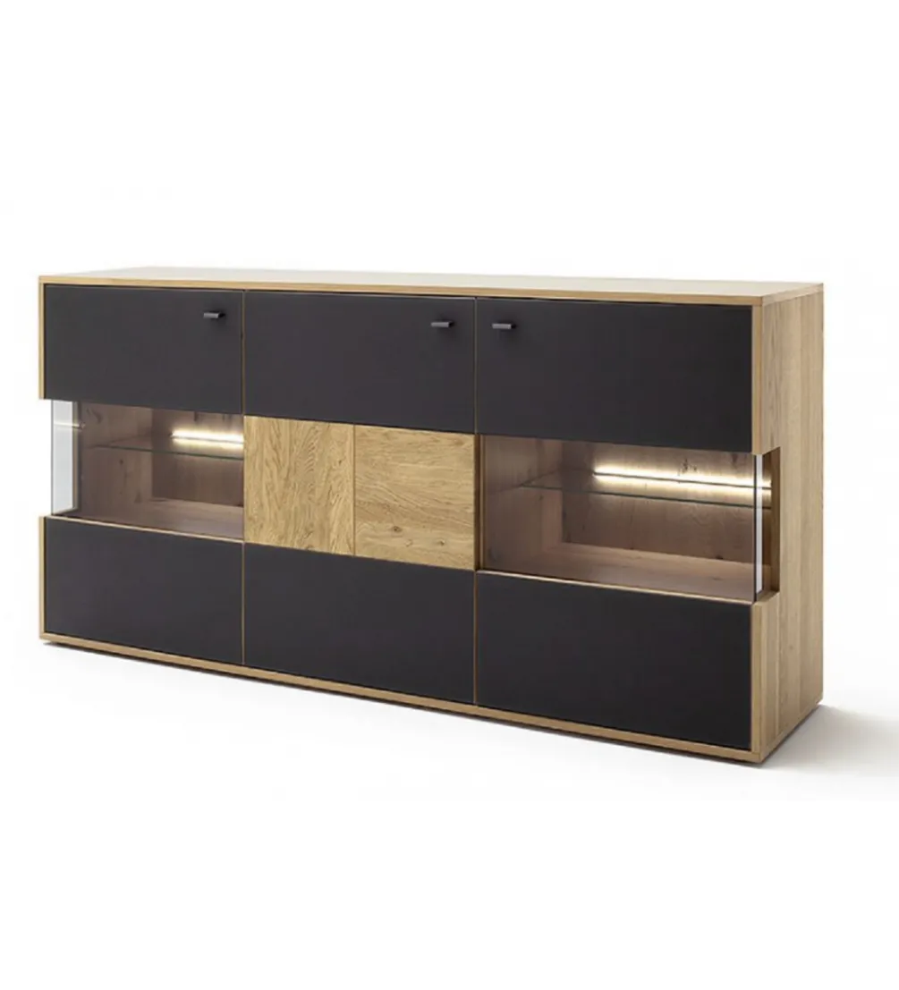 Komoda VALENCIA 184 cm antracytowo naturalna