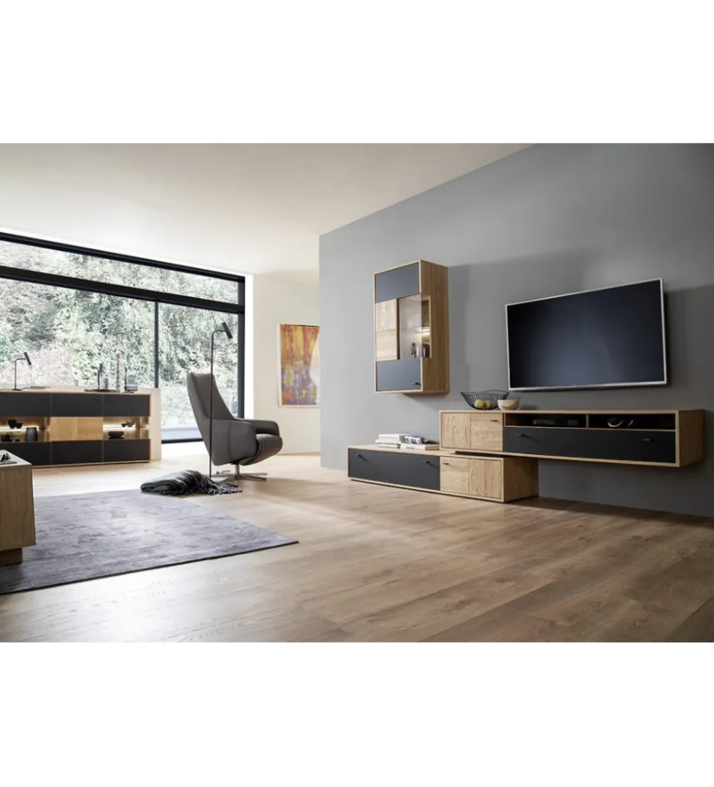 Komoda VALENCIA 184 cm antracytowo naturalna