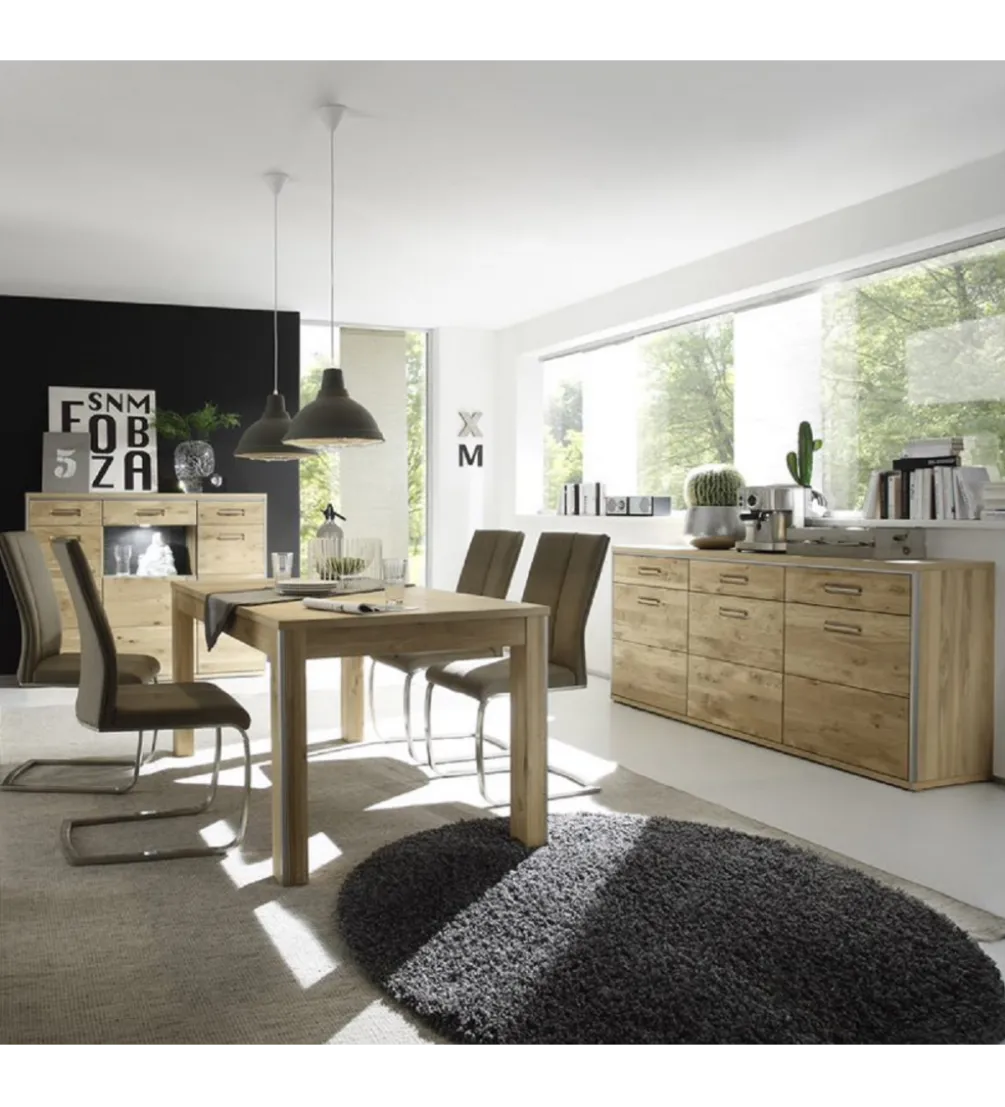 Komoda VALENCIA 94 cm Antracytowo Naturalna