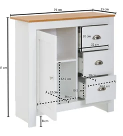 Komoda VINCENTE 79 cm biała