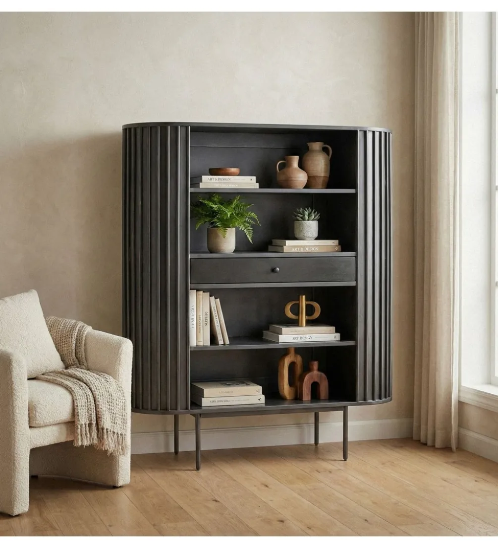 Komoda WOHNLING 122 cm drewno akacja czarna