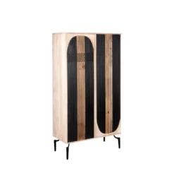 Komoda wysoka ALTORO 170 cm drewno mango naturalna czarna