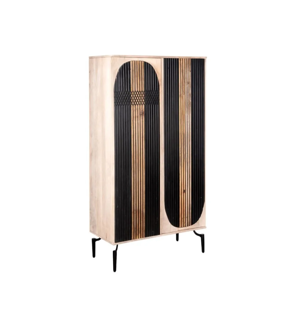 Komoda wysoka ALTORO 170 cm drewno mango naturalna czarna