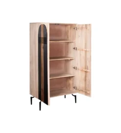 Komoda wysoka ALTORO 170 cm drewno mango naturalna czarna
