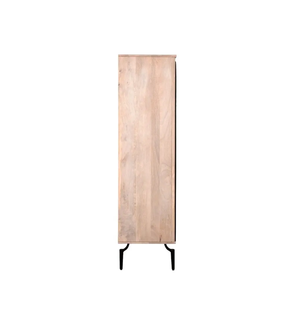 Komoda wysoka ALTORO 170 cm drewno mango naturalna czarna