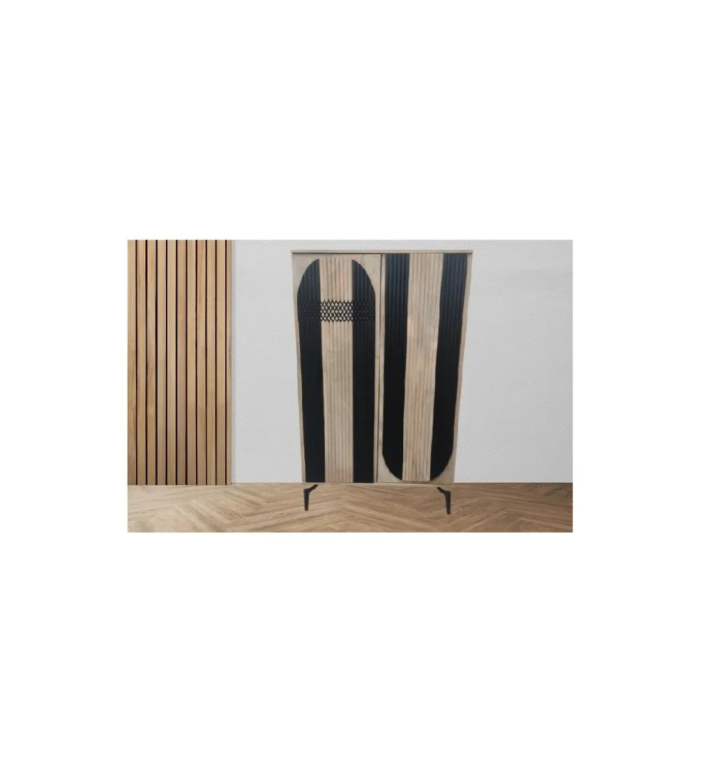 Komoda wysoka ALTORO 170 cm drewno mango naturalna czarna