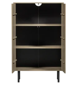 Komoda wysoka CADIZ 135 cm drewno sosny piaskowa