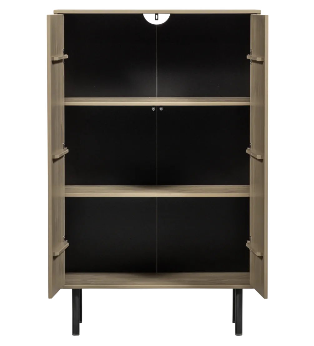 Komoda wysoka CADIZ 135 cm drewno sosny piaskowa