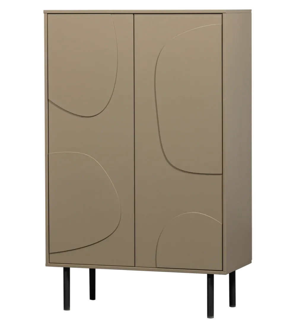 Komoda wysoka CADIZ 135 cm drewno sosny piaskowa