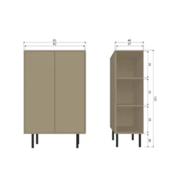 Komoda wysoka CADIZ 135 cm drewno sosny piaskowa