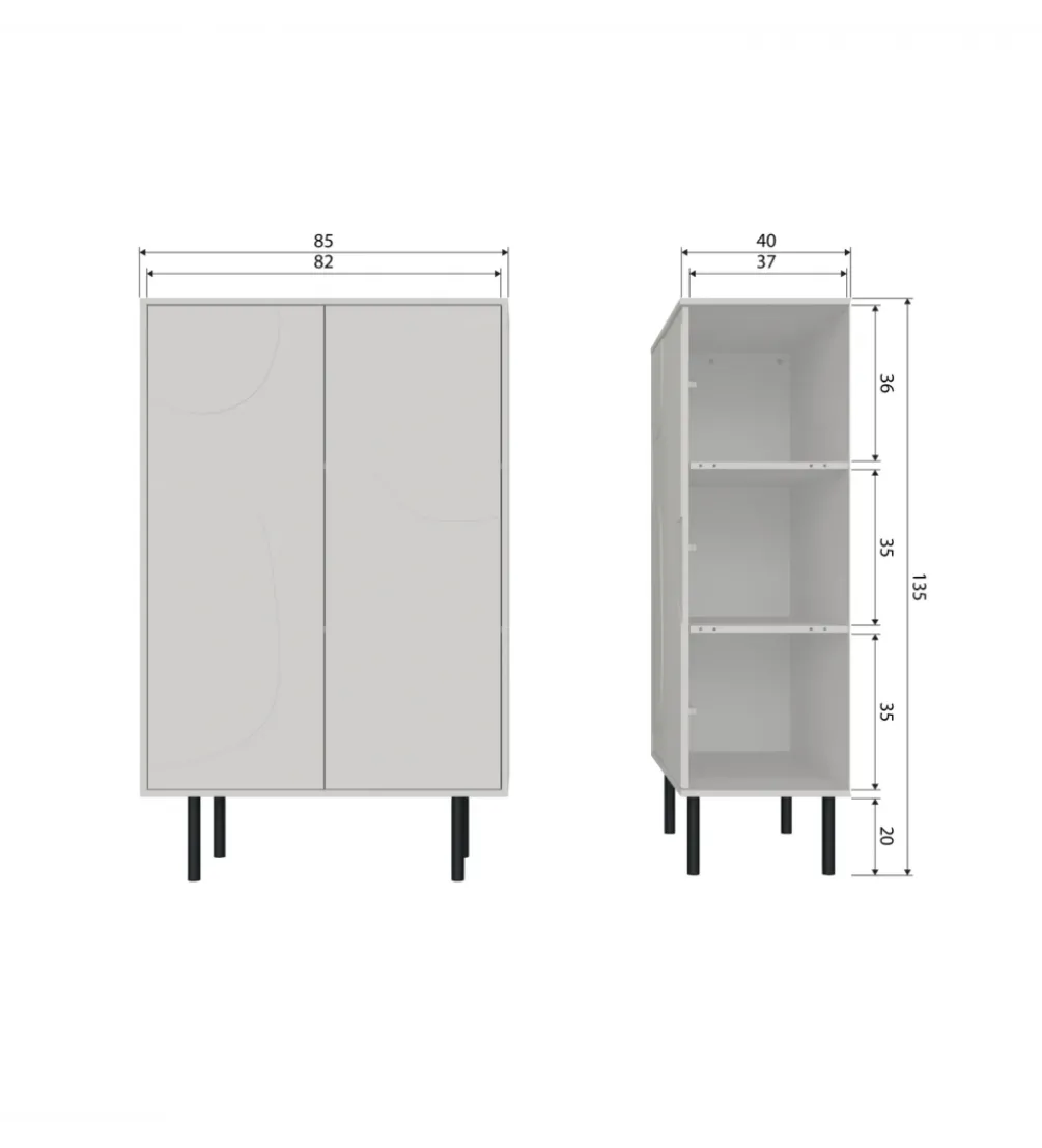 Komoda wysoka CADIZ 135 cm drewno sosny mist