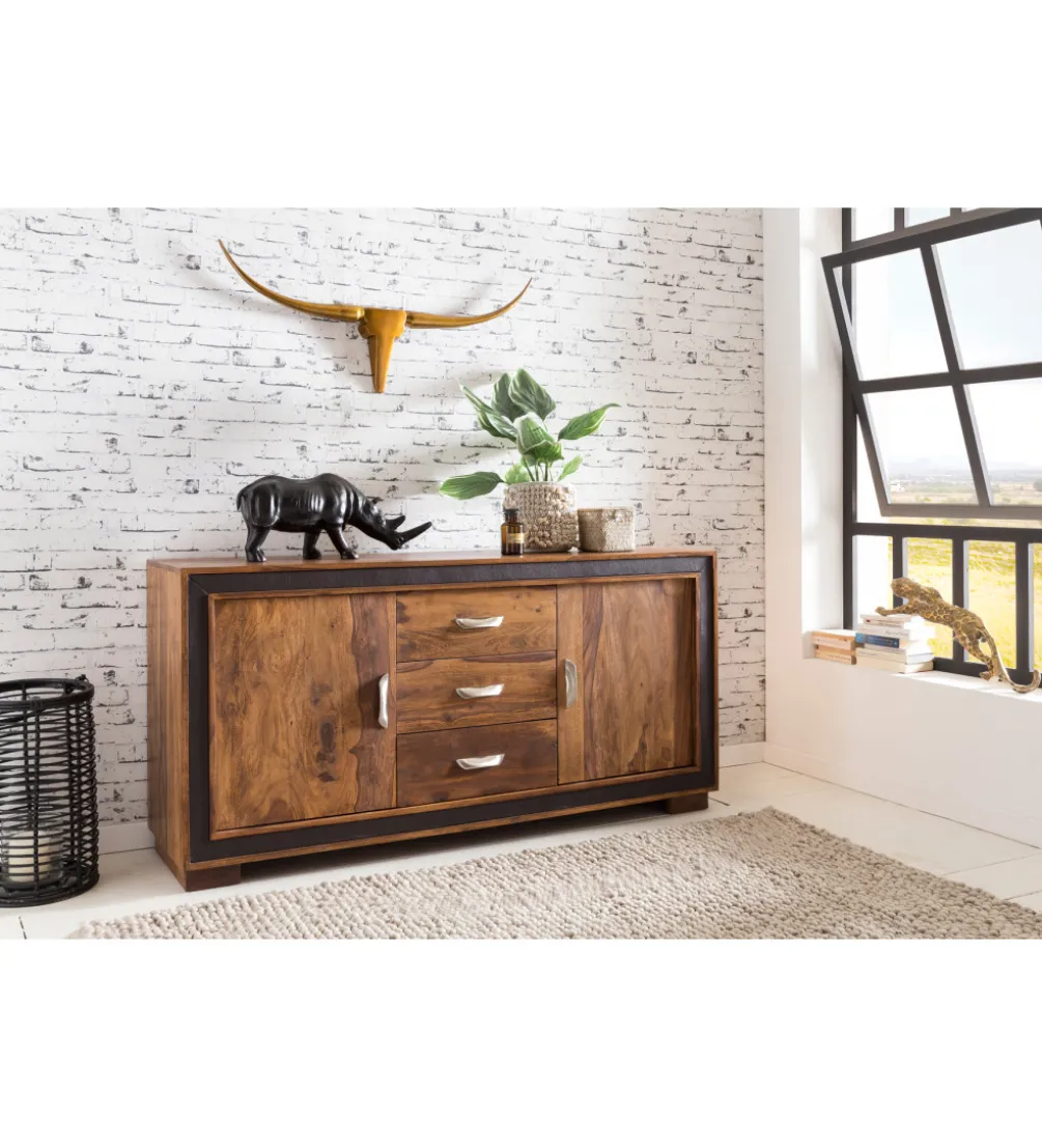 Komoda wysoka 3D ORBIT 120 cm drewno mango brązowa