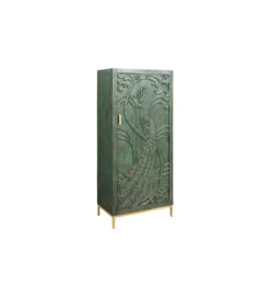 Komoda wysoka 3D PEACOCK 170 cm drewno mango antyczna zieleń