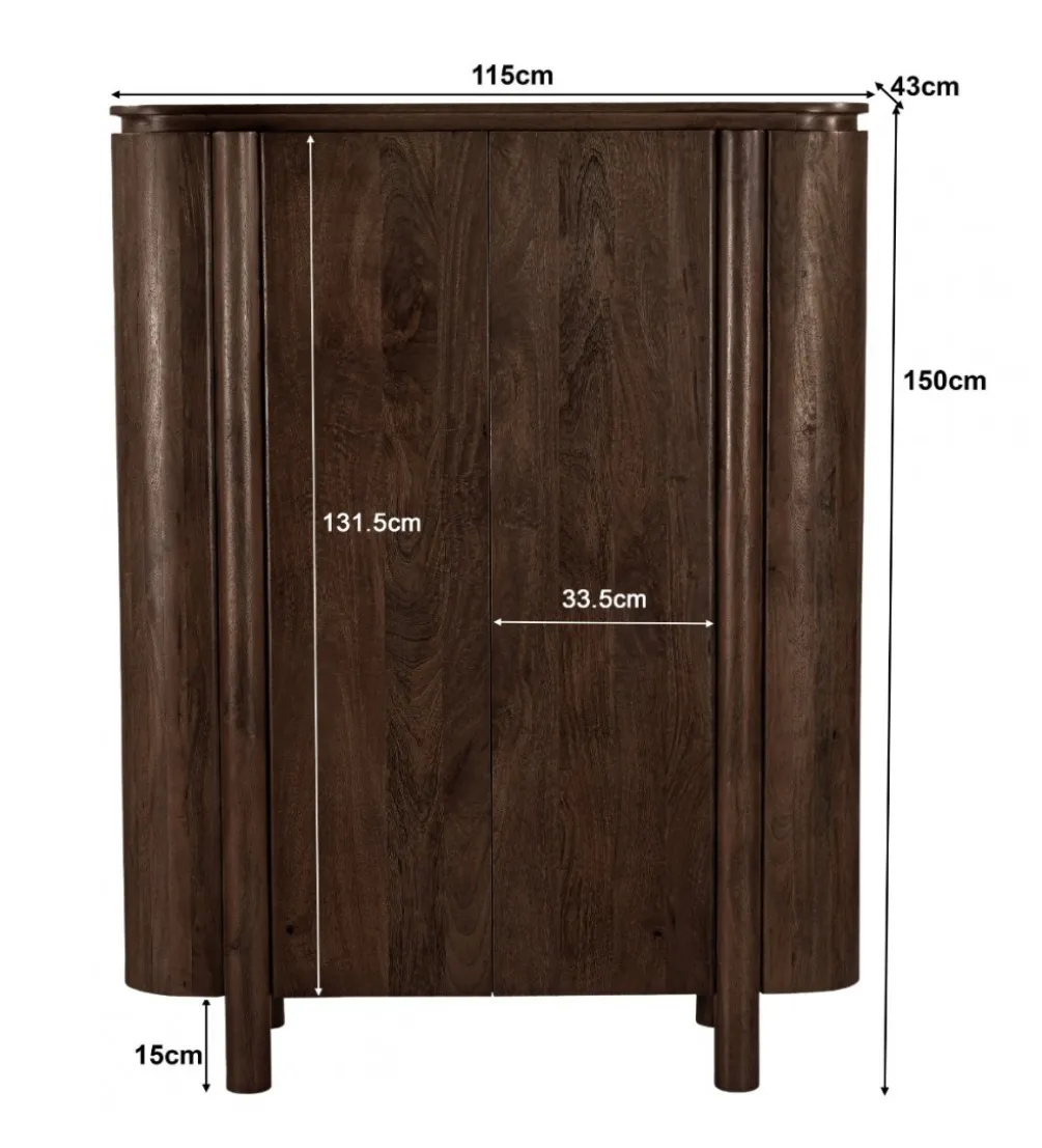 Komoda wysoka SALANO 150 cm drewno mango brązowa