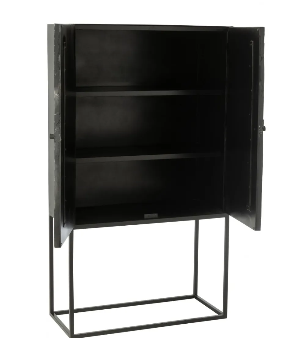 Komoda wysoka Shanil 90 cm drewno czarna