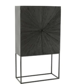 Komoda wysoka Shanil 90 cm drewno czarna