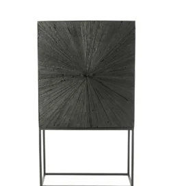 Komoda wysoka Shanil 90 cm drewno czarna
