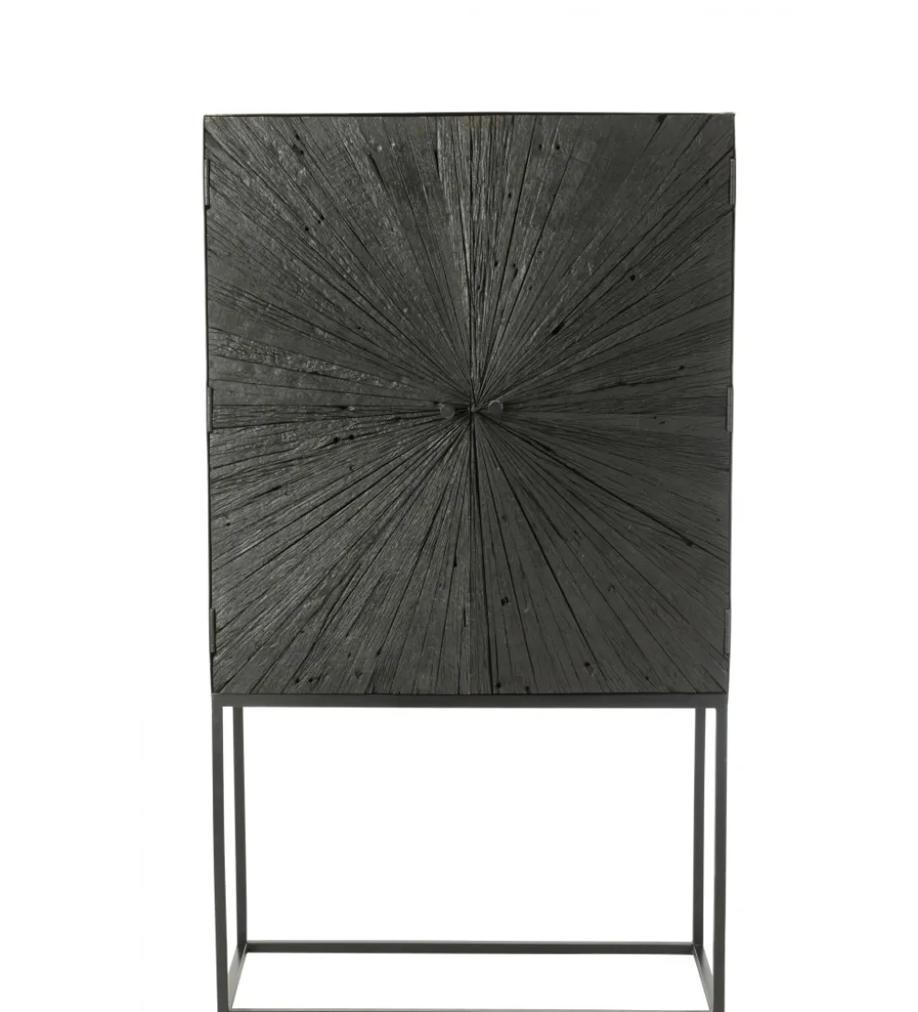 Komoda wysoka Shanil 90 cm drewno czarna