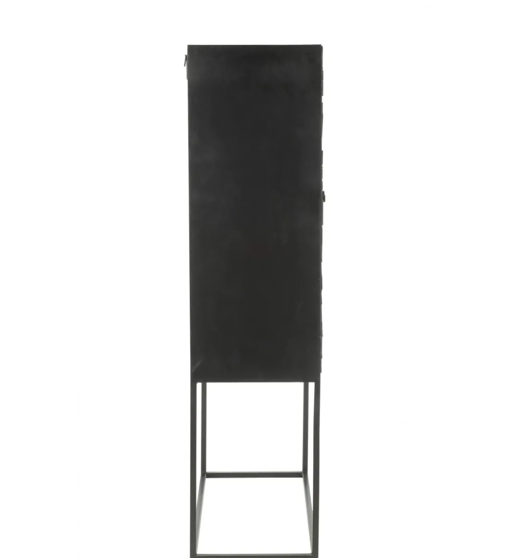 Komoda wysoka Shanil 90 cm drewno czarna