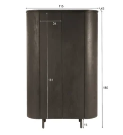 Komoda wysoka TOBAGO 180 cm czarna