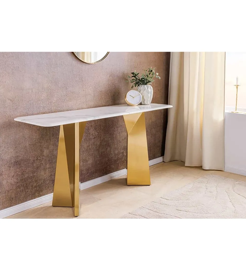 Konsola EXTRAVAGANCIA 140 cm blat z białego marmuru