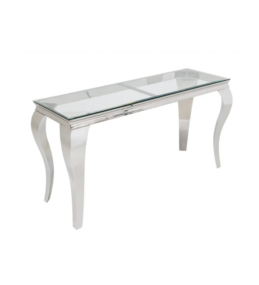Konsola MODERN BAROCK BARRACUDA 140 cm chromowany szklany blat BEZ blatu tekowego
