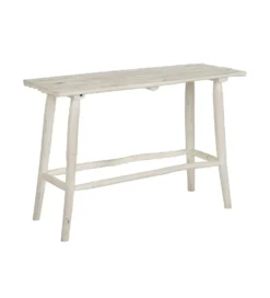 Konsola WORNYM 120 cm drewno teak biała przecierana