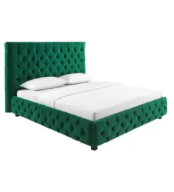 Łóżko tapicerowane PARIS CHESTERFIELD 180 cm x 200 cm ciemnyzielony velvet