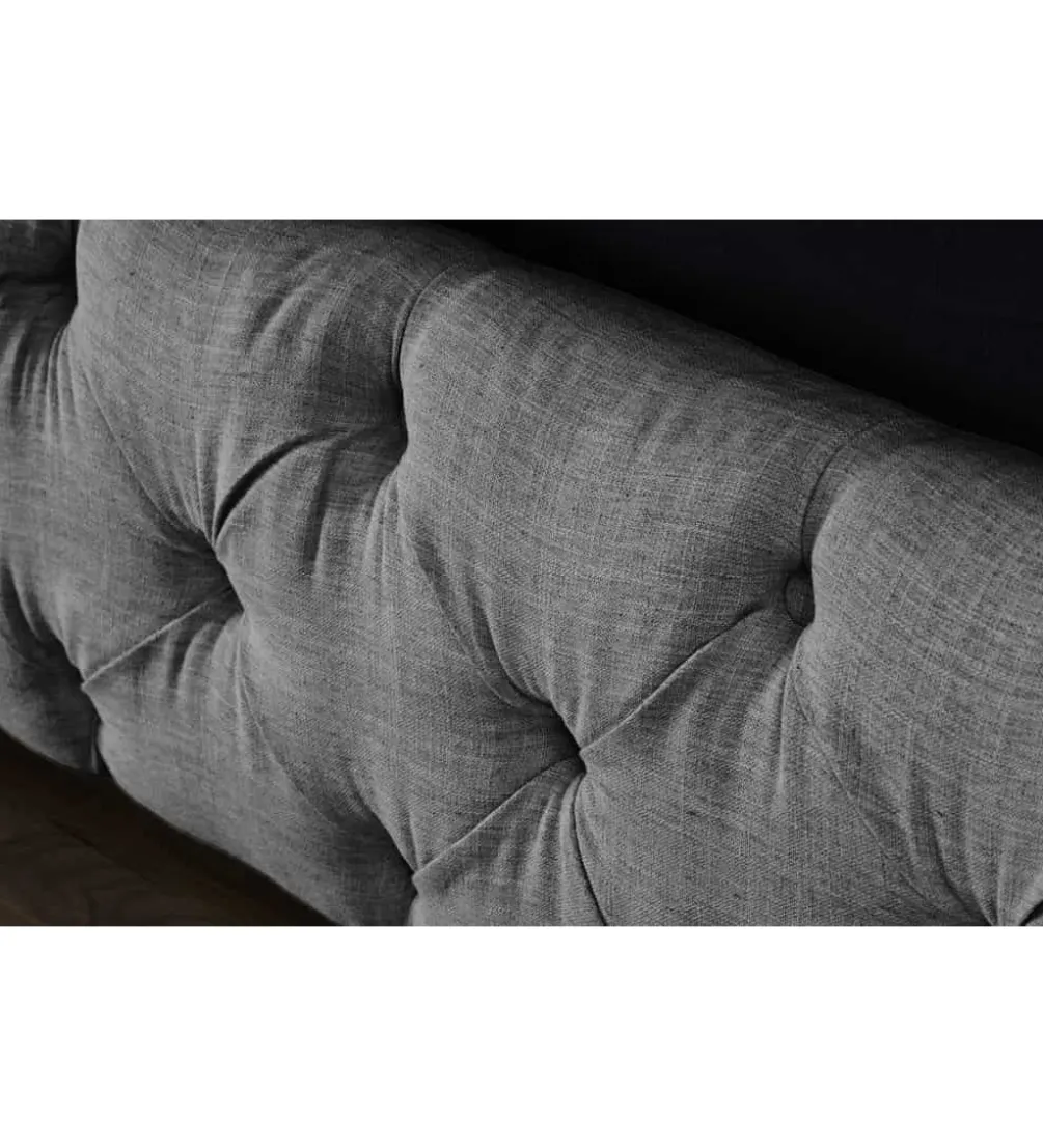 Łóżko tapicerowane PARIS CHESTERFIELD 180 cm x 200 cm Szare lniane