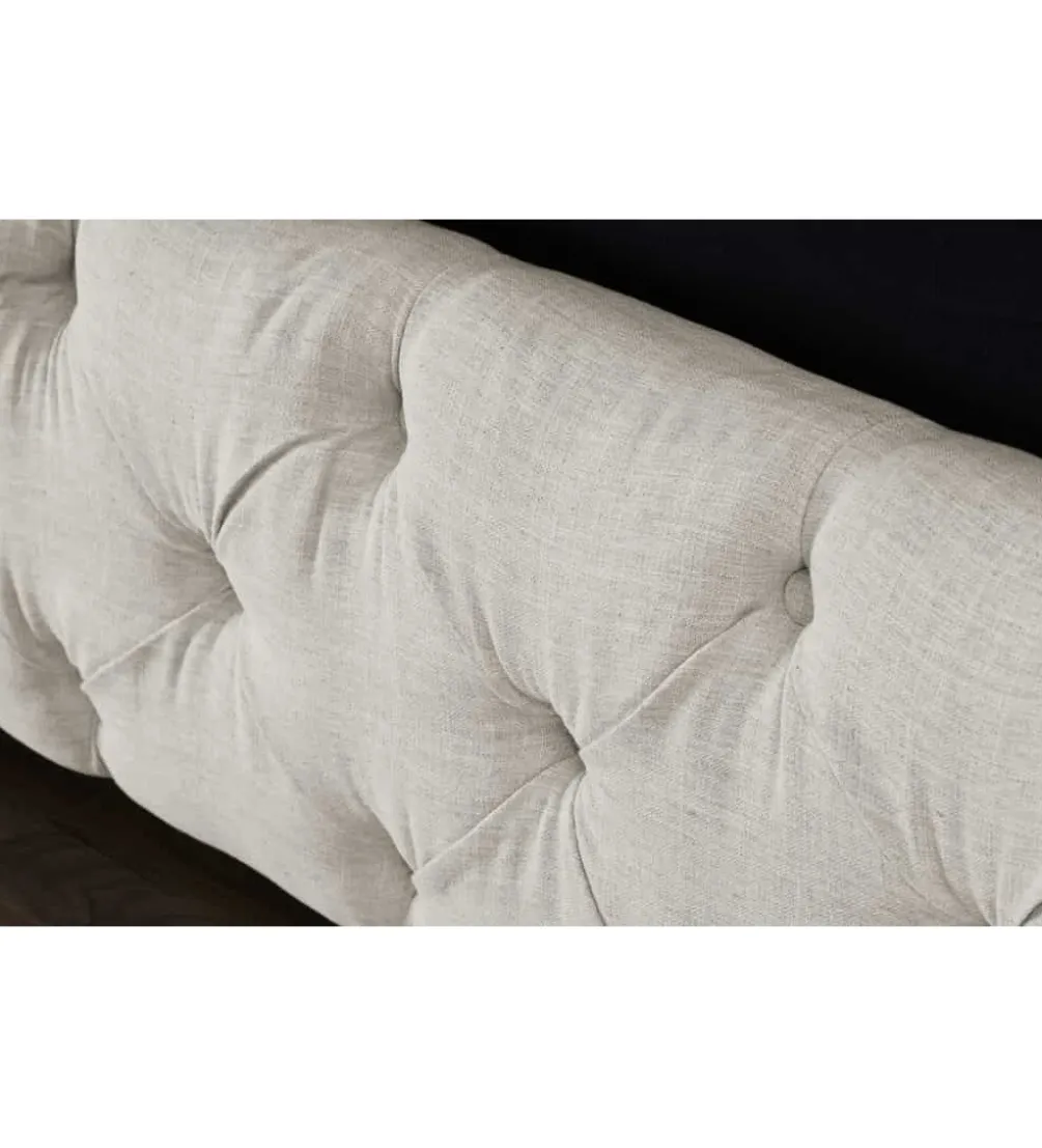 Łóżko tapicerowane PARIS CHESTERFIELD 180 cm x 200 cm beżowe lniane