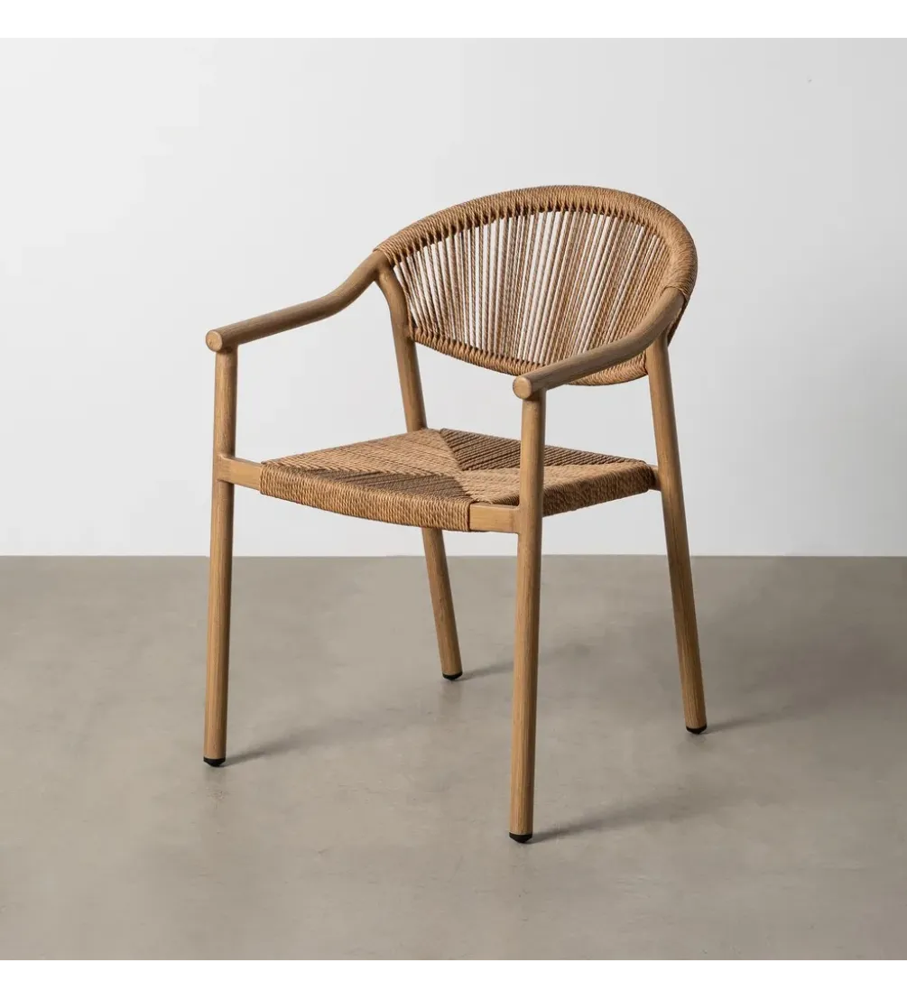 Krzesło NAMILANO 80 cm plecionka w stylu rattan brązowe