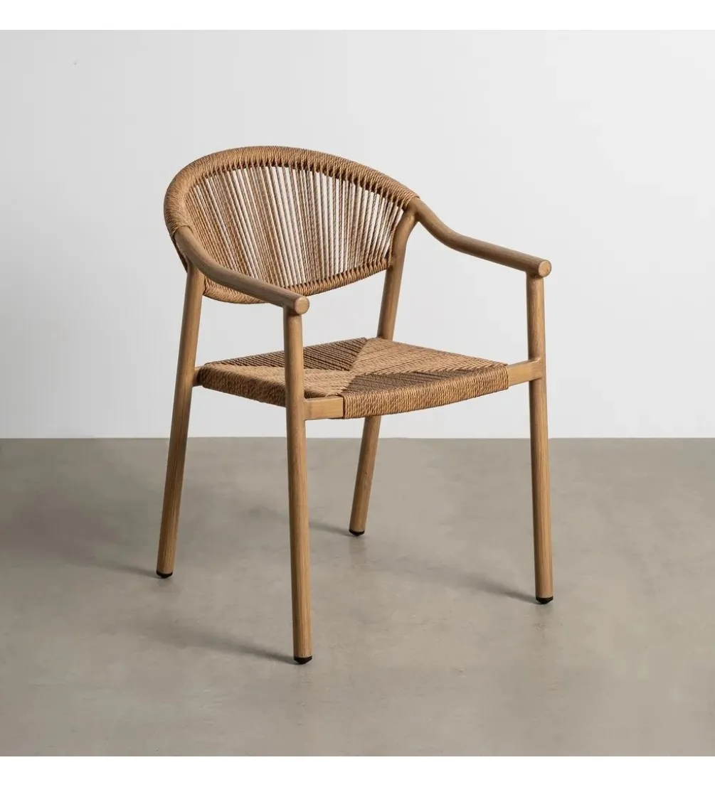 Krzesło NAMILANO 80 cm plecionka w stylu rattan brązowe