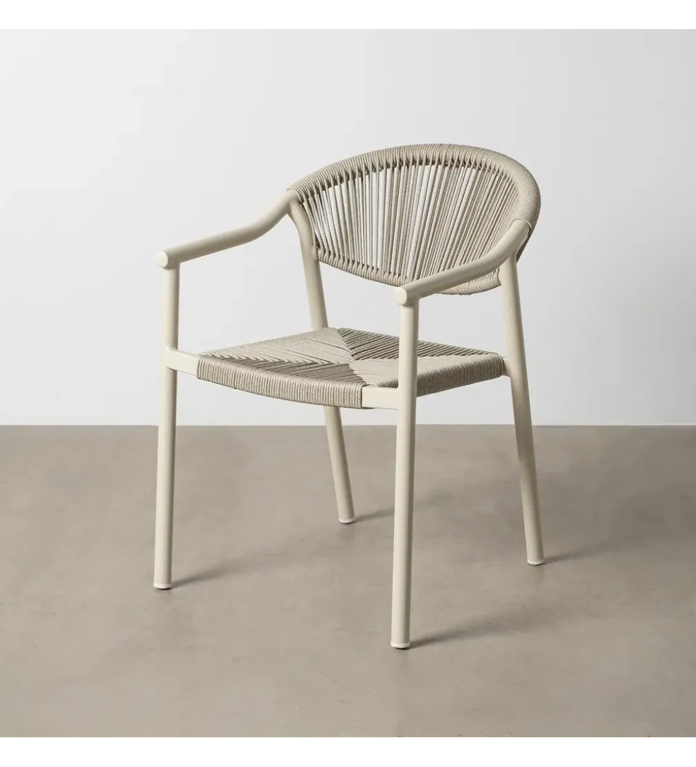 Krzesło NAMILANO 80 cm plecionka w stylu rattan białe