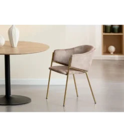 Krzesło NOBLESSE welwet beige złote nogi