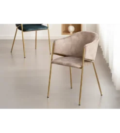 Krzesło NOBLESSE welwet beige złote nogi