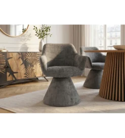 Krzesło obrotowe AMBIENTO 79 cm 180 stopni chenille szare