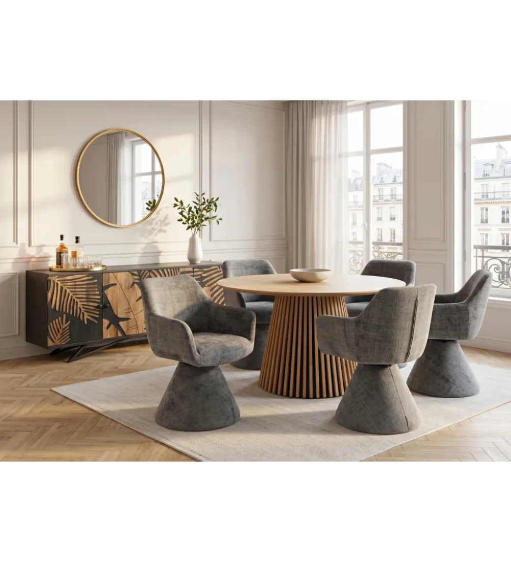 Krzesło obrotowe AMBIENTO 79 cm 180 stopni chenille szare
