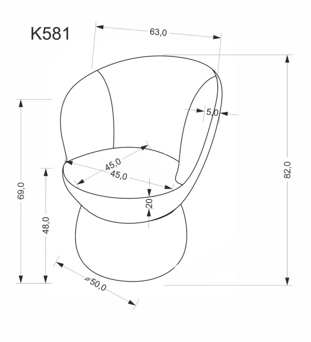 Krzesło obrotowe K581 82 cm popielate