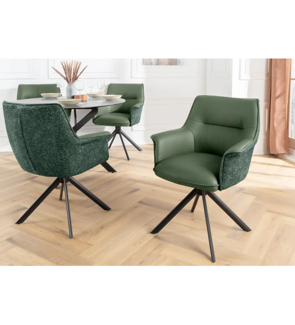 Krzesło obrotowe LE GRAND 180 stopni tapicerowana zielony skórzany