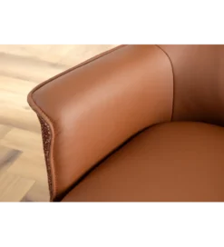 Krzesło obrotowe LE GRAND tapicerowany brązowy skórzany