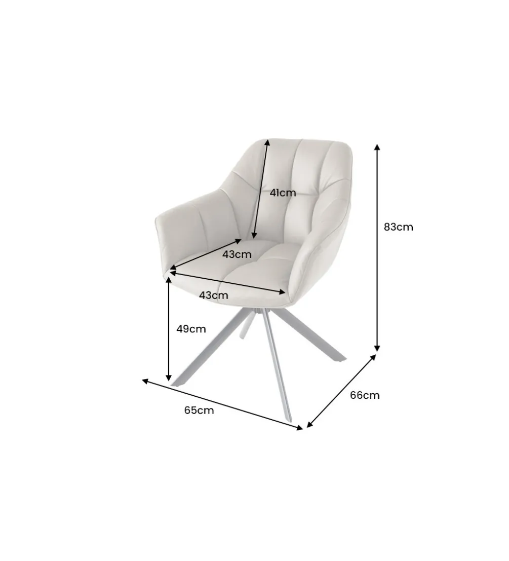 Krzesło obrotowe PAPILLON 83 cm 180 stopni skórzany taupe