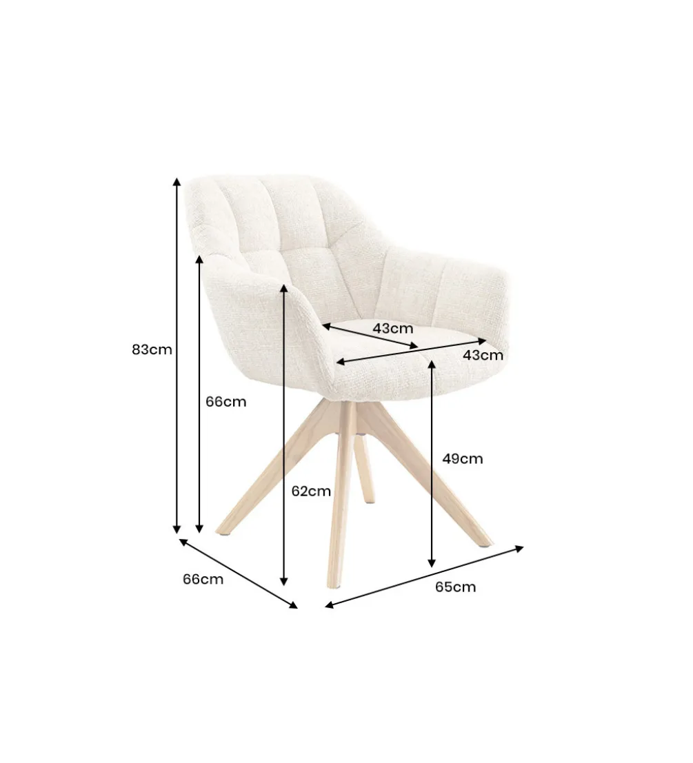 Krzesło obrotowe PAPILLON 83 cm 180 stopni chenille champagne beige