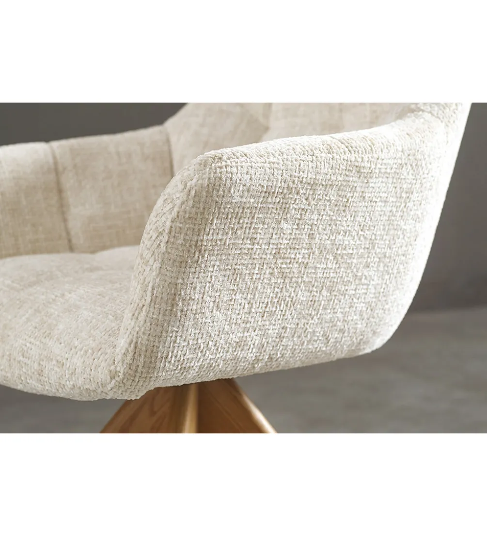 Krzesło obrotowe PAPILLON 83 cm 180 stopni chenille champagne beige
