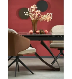 Krzesło obrotowe siedzisko 180 stopni FRYDA brązowo beżowe