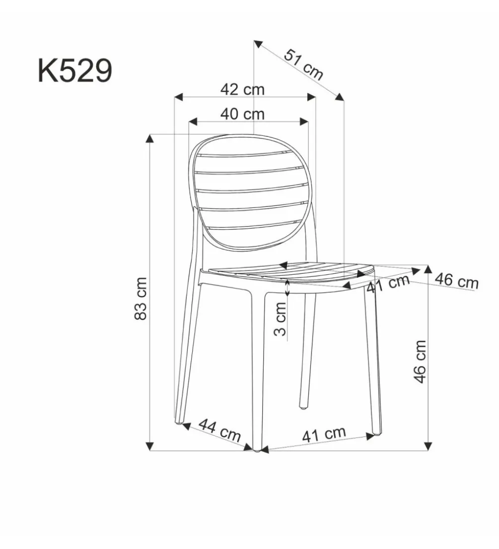 Krzesło ogrodowe K529 83 cm białe naturalne