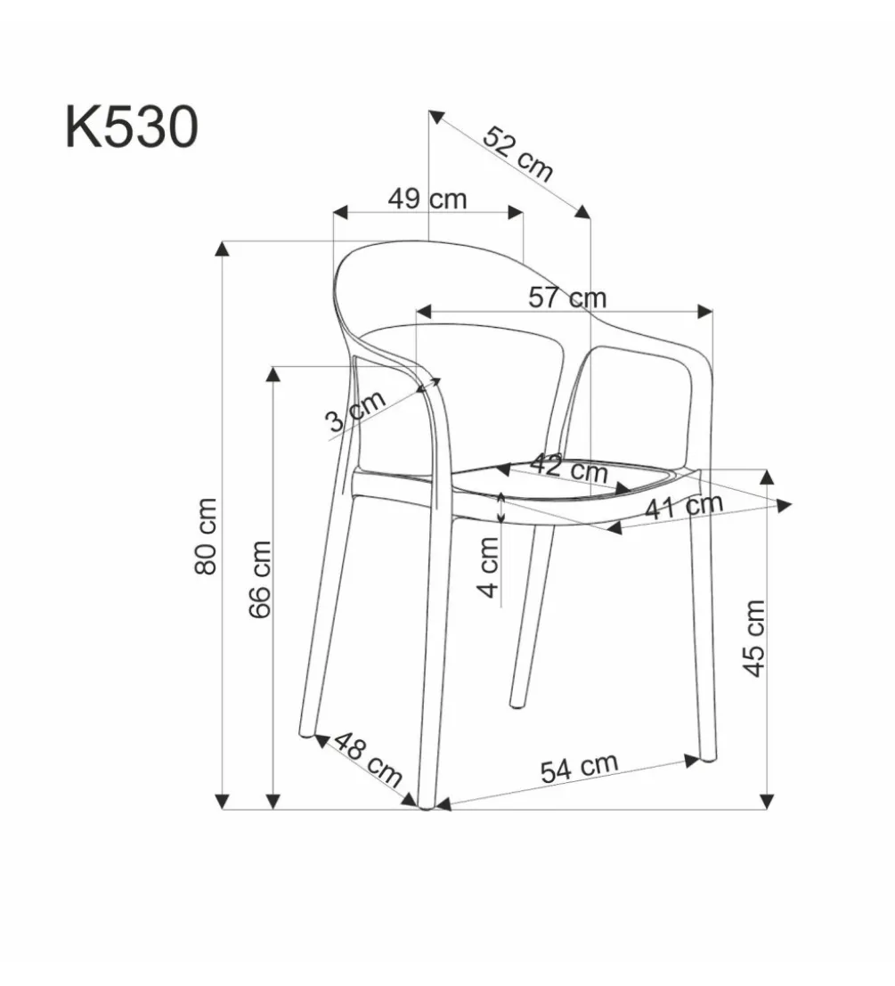 Krzesło ogrodowe K530 80 cm białe naturalne