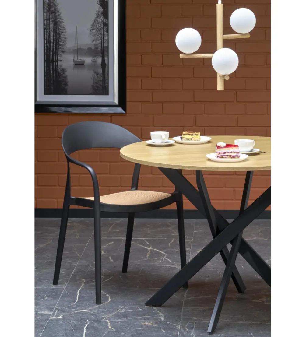 Krzesło ogrodowe K530 80 cm czarne naturalne