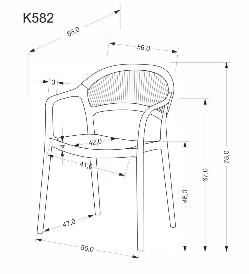 Krzesło ogrodowe K582 78 cm czarny naturalny